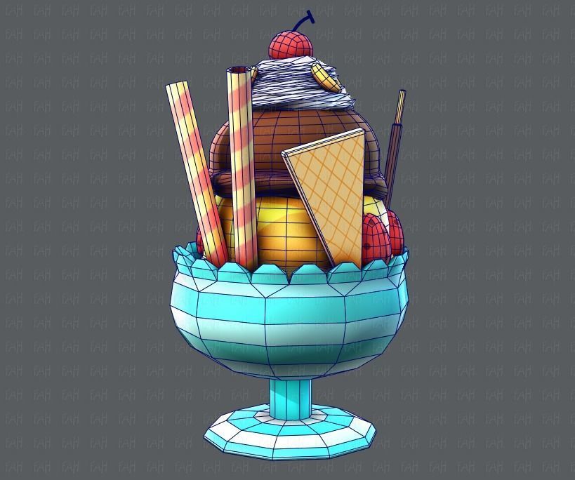 Ice cream cup Low-poly 3D model_32