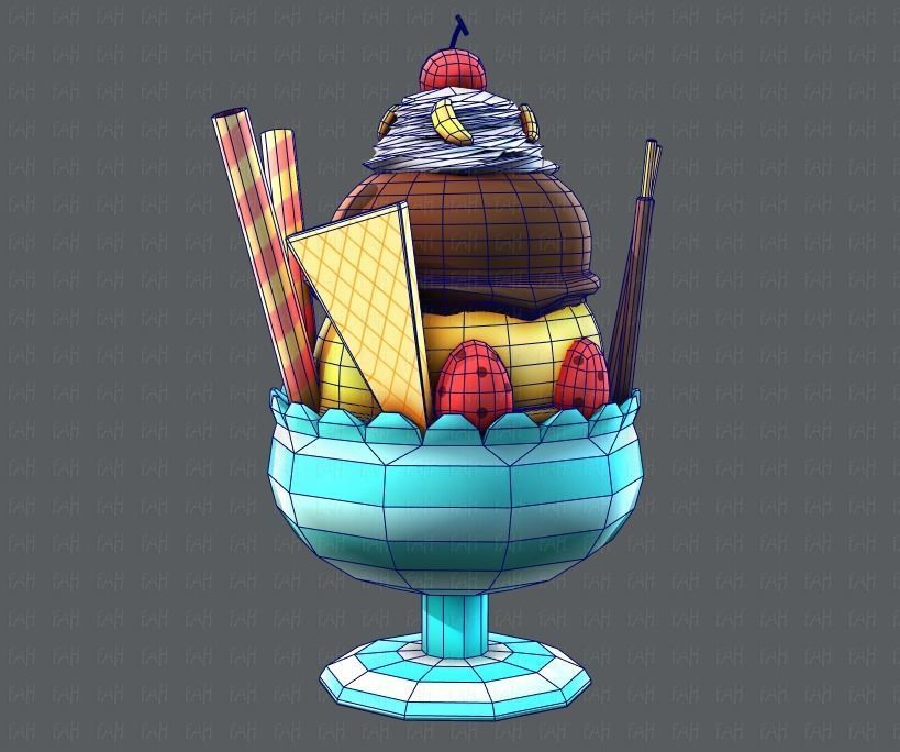 Ice cream cup Low-poly 3D model_31