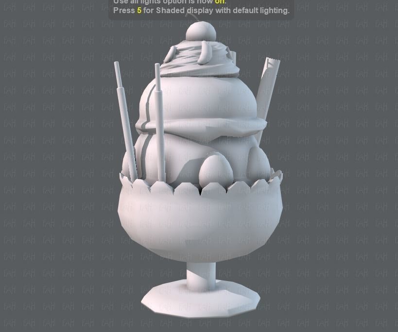 Ice cream cup Low-poly 3D model_12