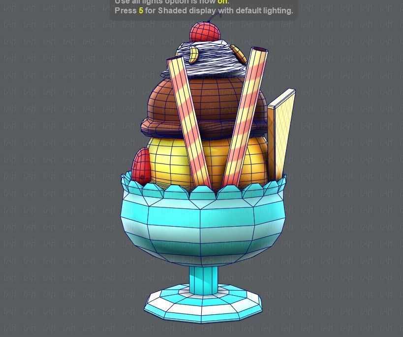 Ice cream cup Low-poly 3D model_26