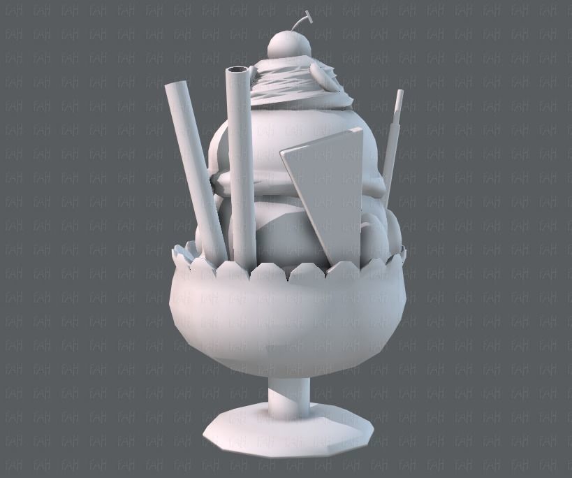 Ice cream cup Low-poly 3D model_16