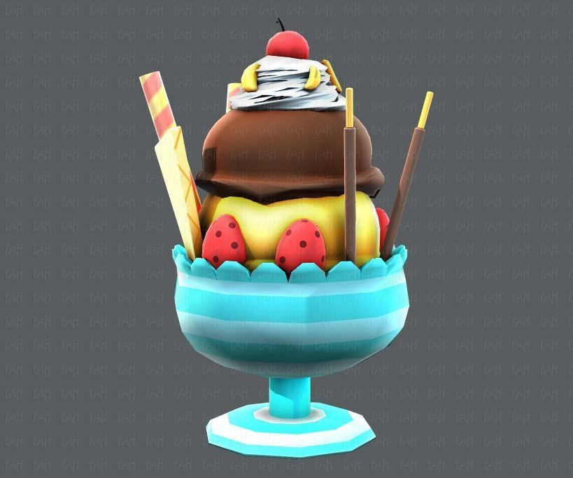 Ice cream cup Low-poly 3D model_6