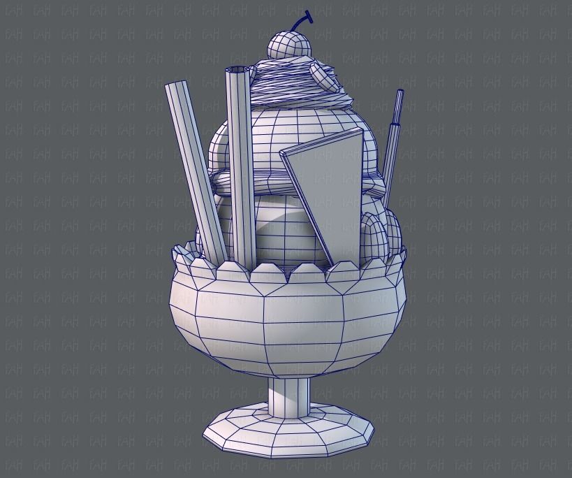 Ice cream cup Low-poly 3D model_24