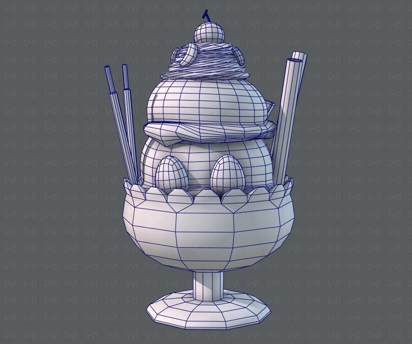 Ice cream cup Low-poly 3D model_19