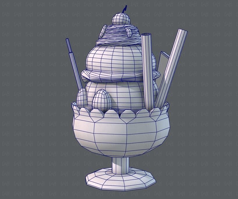 Ice cream cup Low-poly 3D model_18