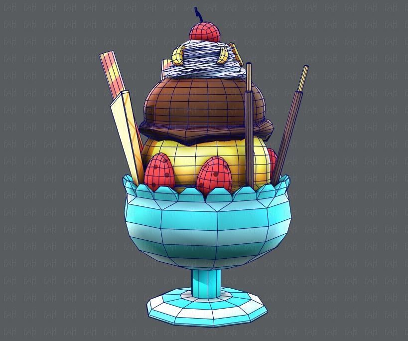 Ice cream cup Low-poly 3D model_30