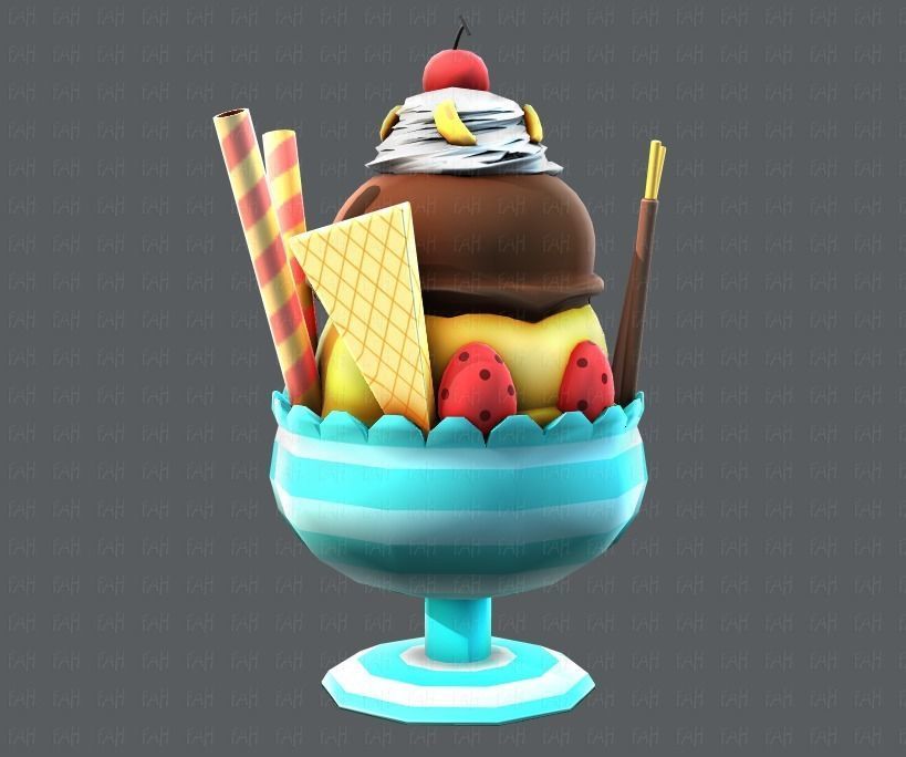 Ice cream cup Low-poly 3D model_7