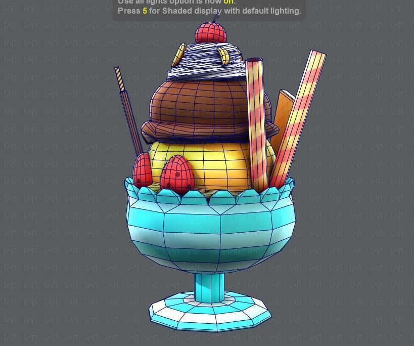Ice cream cup Low-poly 3D model_25
