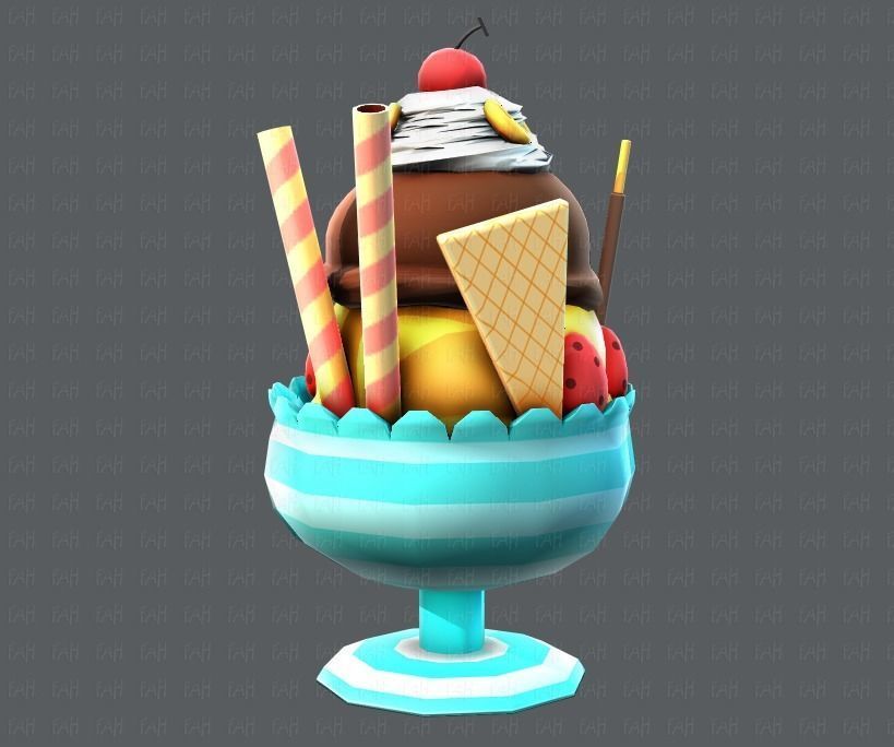 Ice cream cup Low-poly 3D model_8