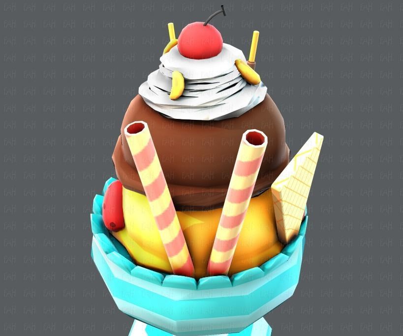 Ice cream cup Low-poly 3D model_33