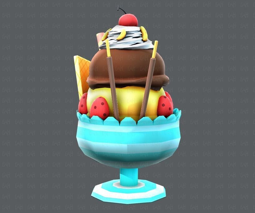 Ice cream cup Low-poly 3D model_5
