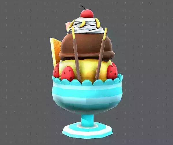 Ice cream cup Low-poly 3D model 6