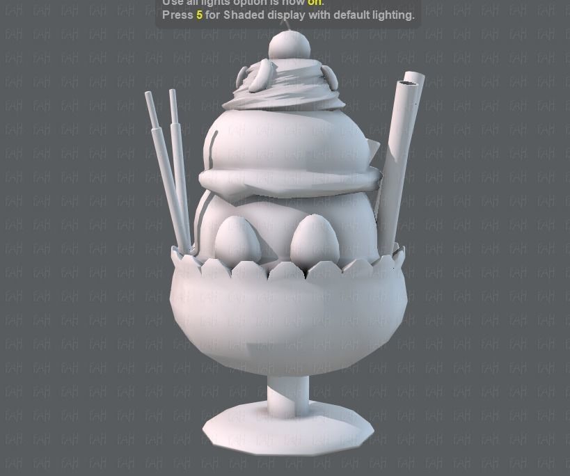 Ice cream cup Low-poly 3D model_11