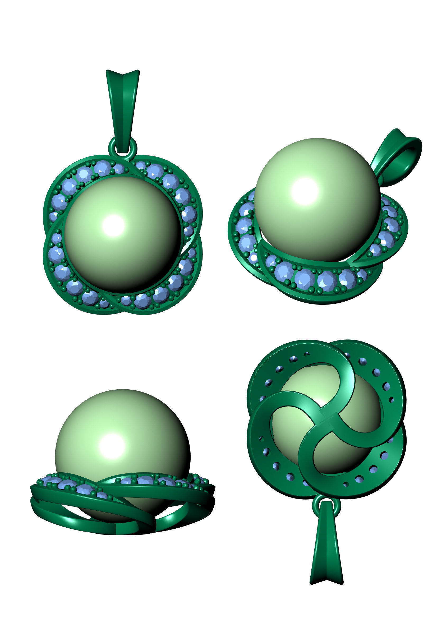 Pearl pendant 3D print model_3