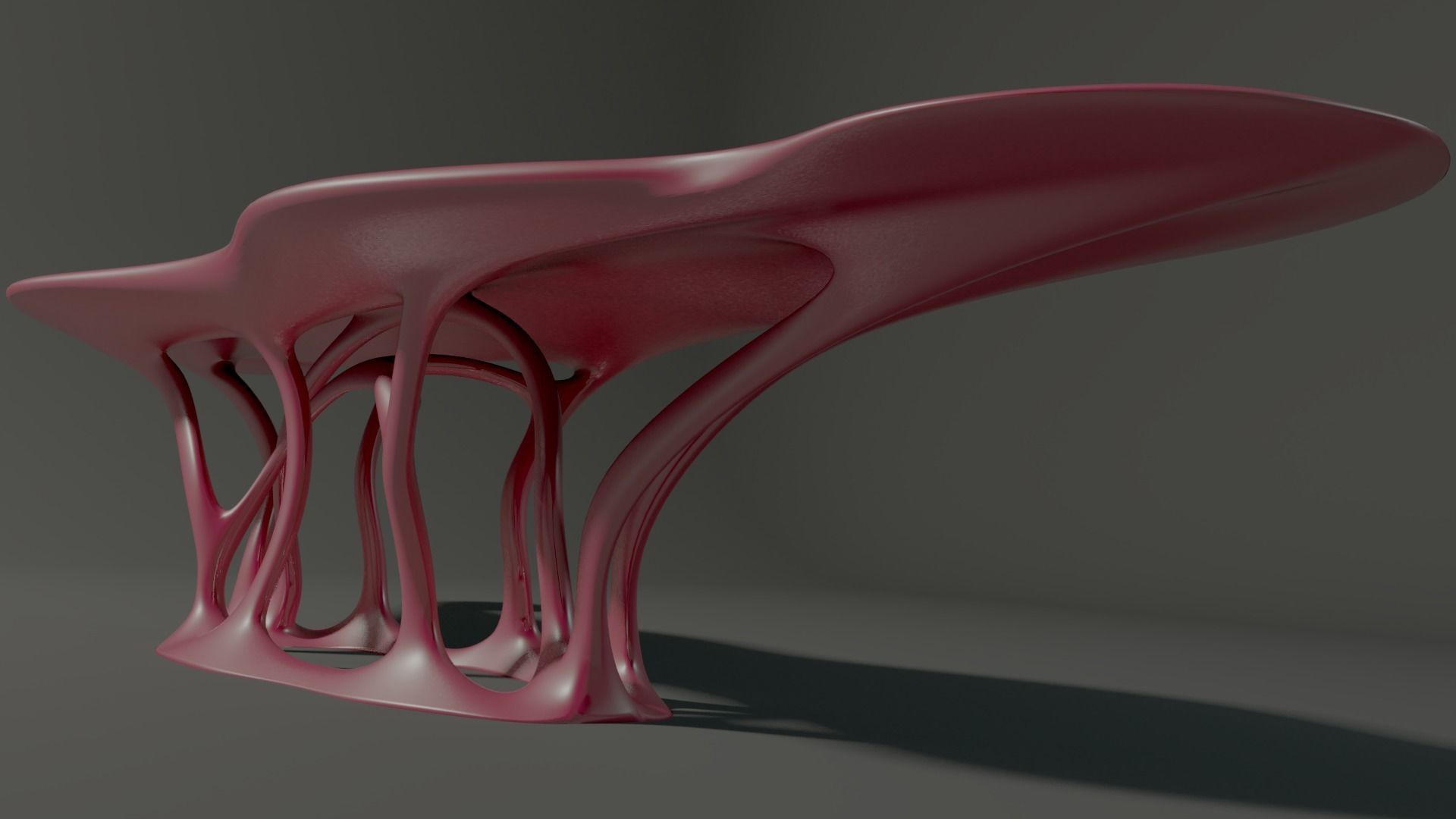 Curved organic table Low-poly 3D model_0