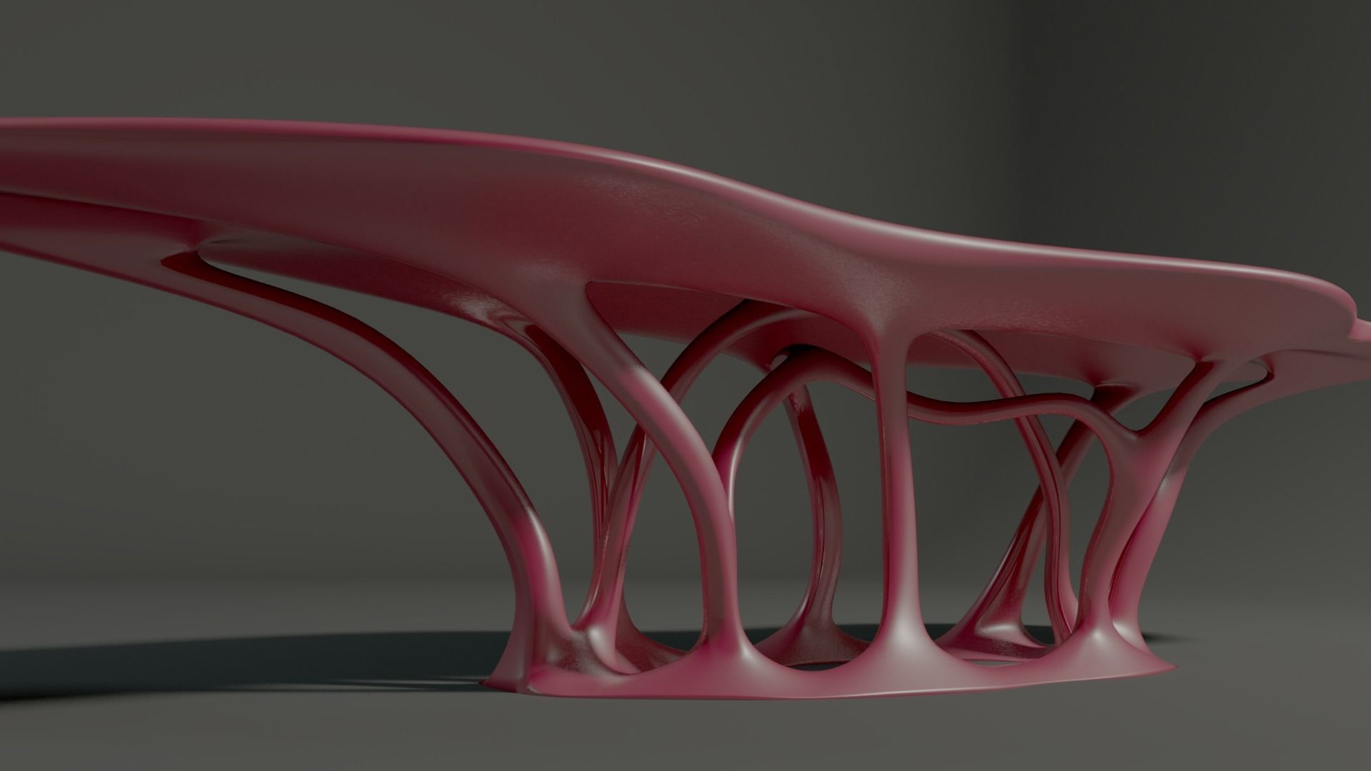 Curved organic table Low-poly 3D model_6