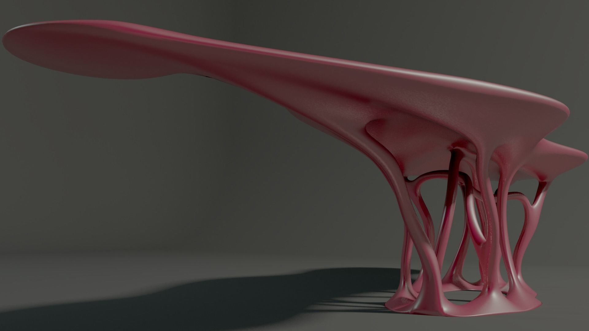 Curved organic table Low-poly 3D model_3