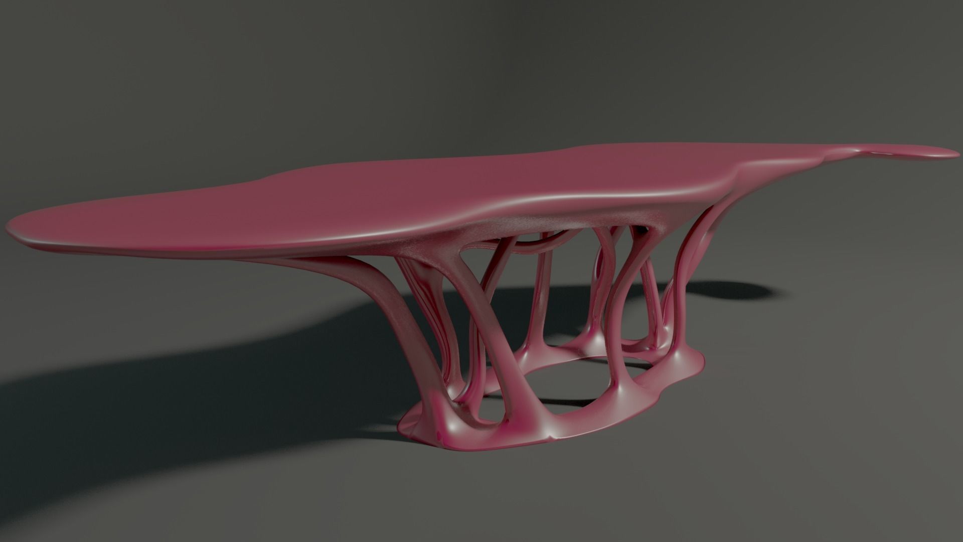 Curved organic table Low-poly 3D model_2