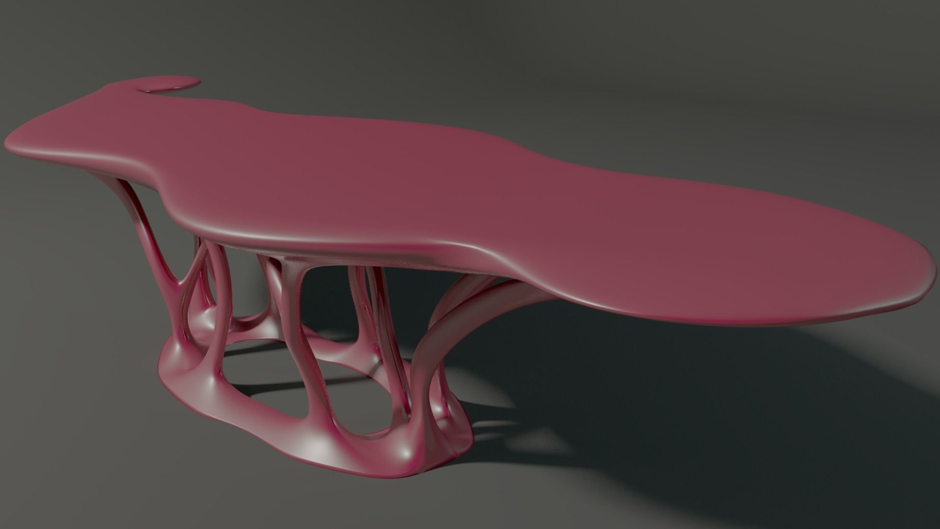 Curved organic table Low-poly 3D model_1