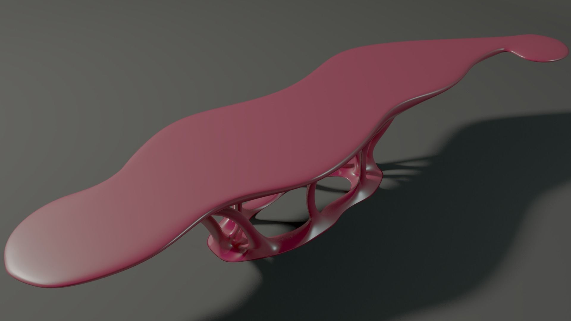Curved organic table Low-poly 3D model_4