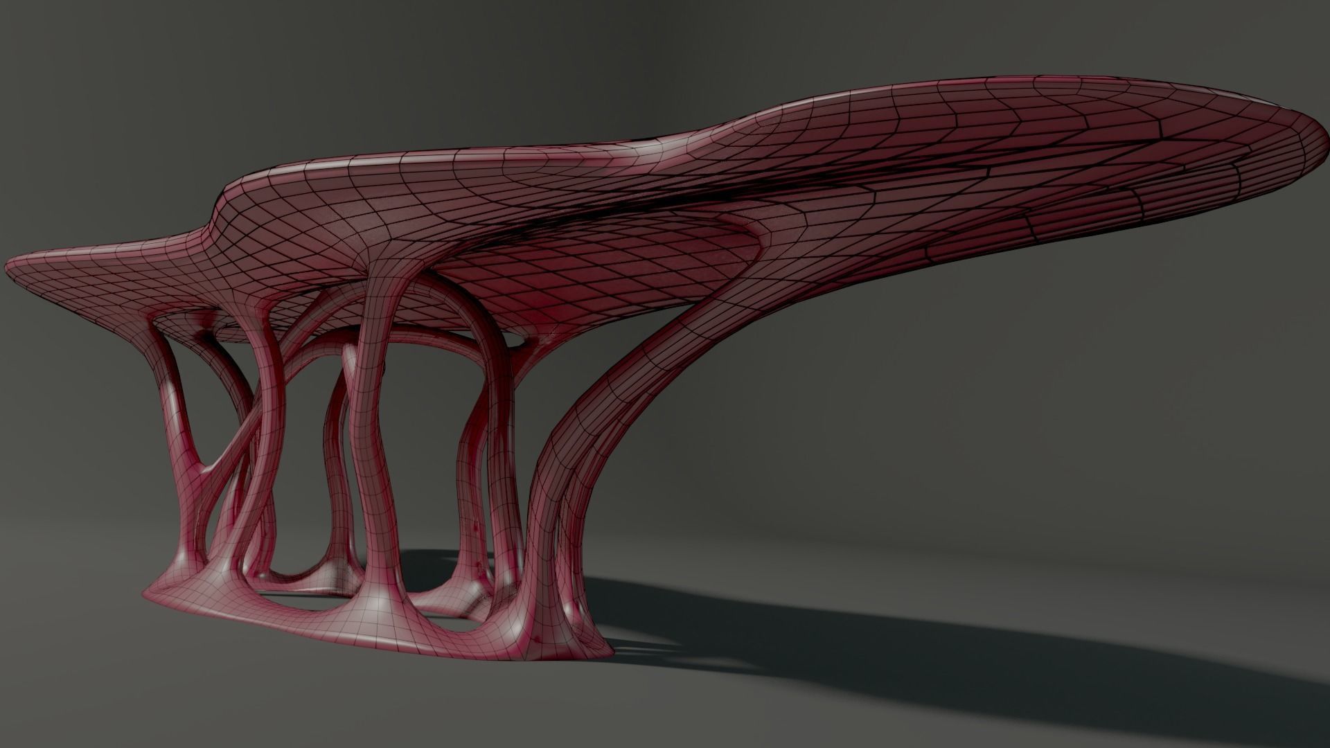 Curved organic table Low-poly 3D model_8