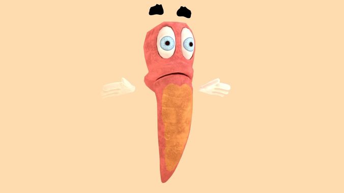 Cartoon Worm Character Low-poly 3D model