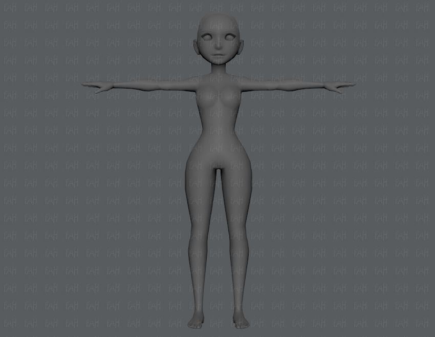 Base mesh woman 03 Low-poly 3D model_1