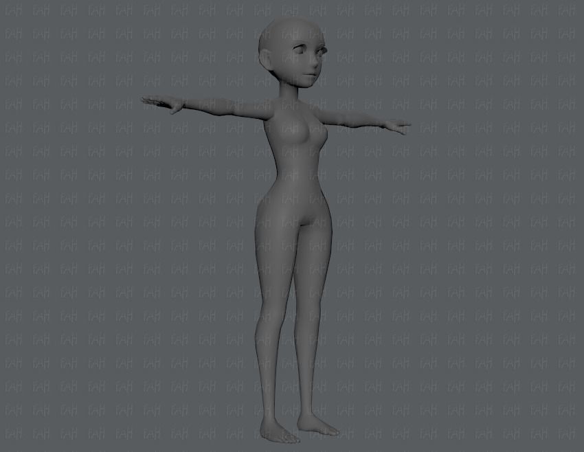 Base mesh woman 03 Low-poly 3D model_2