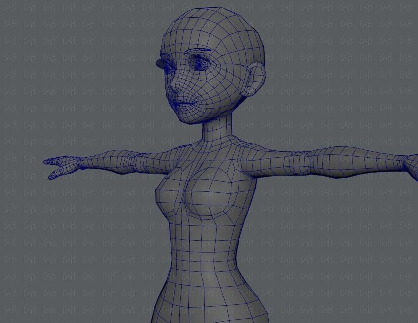 Base mesh woman 03 Low-poly 3D model_32