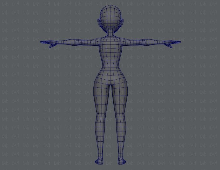 Base mesh woman 03 Low-poly 3D model_13