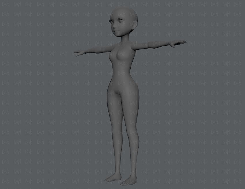 Base mesh woman 03 Low-poly 3D model_8