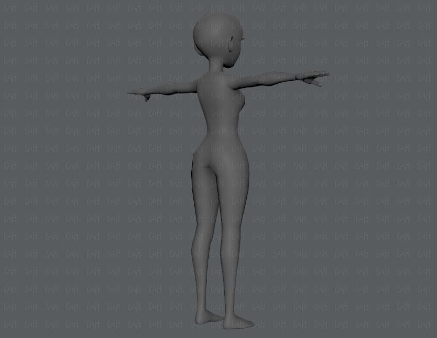 Base mesh woman 03 Low-poly 3D model_4