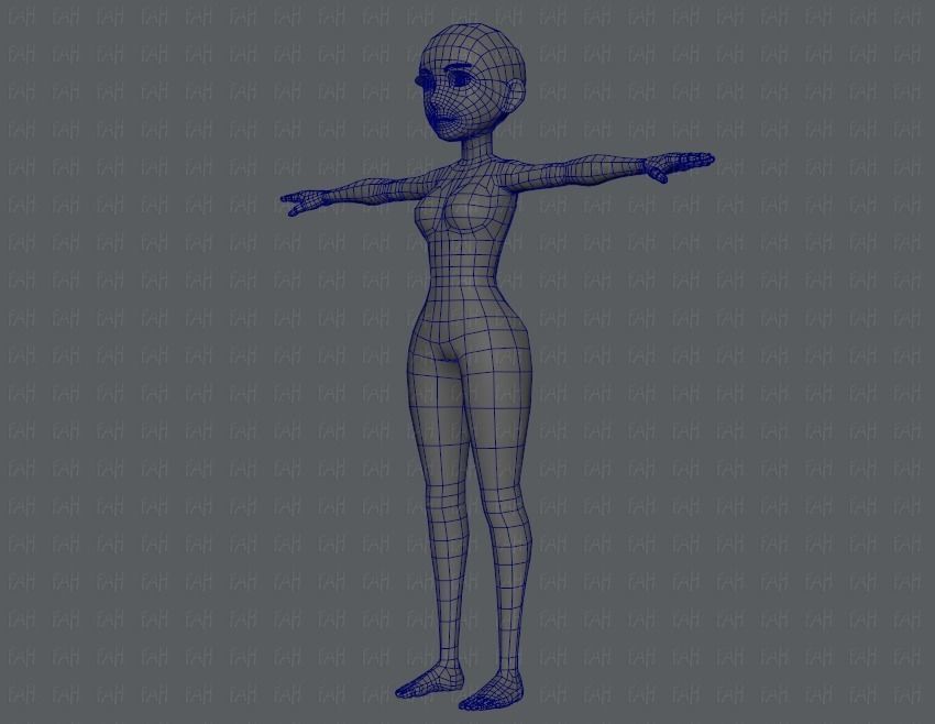 Base mesh woman 03 Low-poly 3D model_16