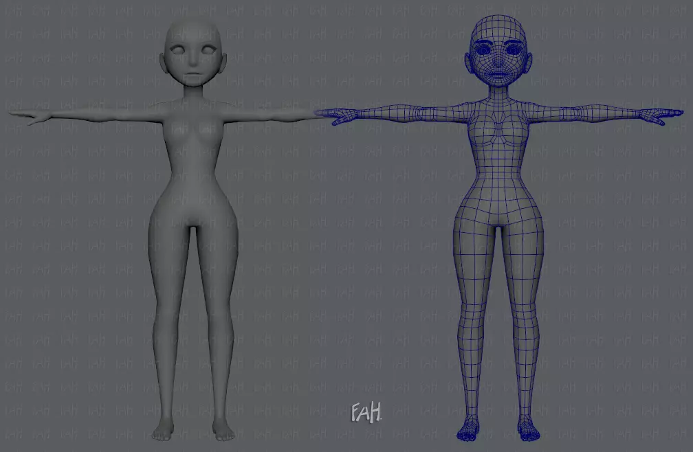 Base mesh woman 03 Low-poly 3D model_0