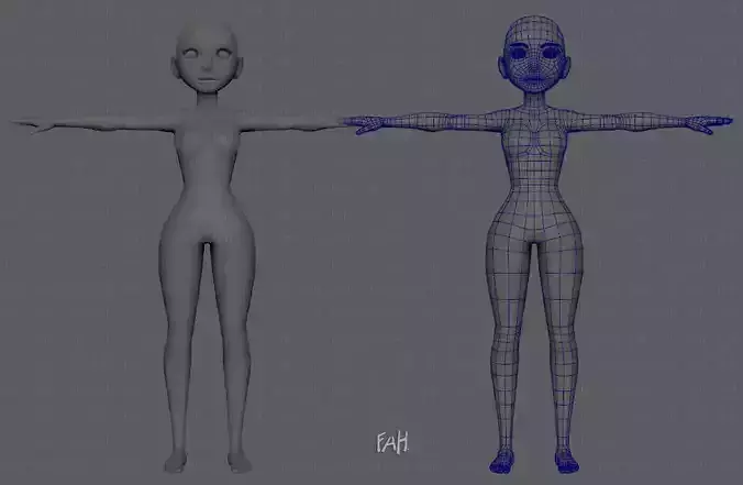 Base mesh woman 03 Low-poly 3D model