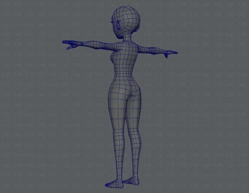 Base mesh woman 03 Low-poly 3D model_14