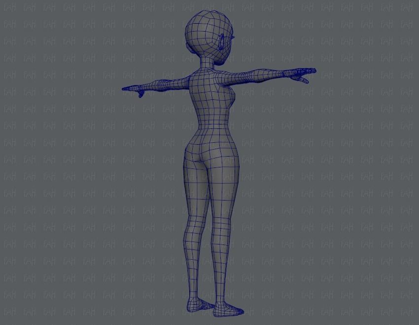Base mesh woman 03 Low-poly 3D model_12