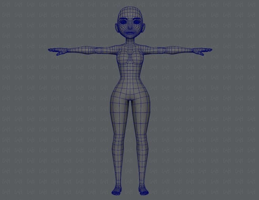 Base mesh woman 03 Low-poly 3D model_9