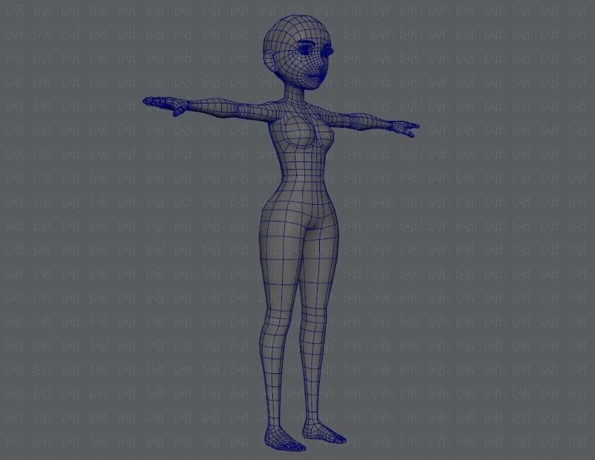 Base mesh woman 03 Low-poly 3D model_10