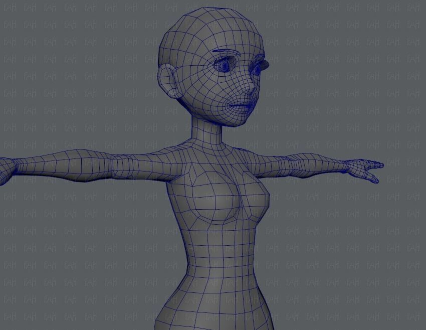 Base mesh woman 03 Low-poly 3D model_26