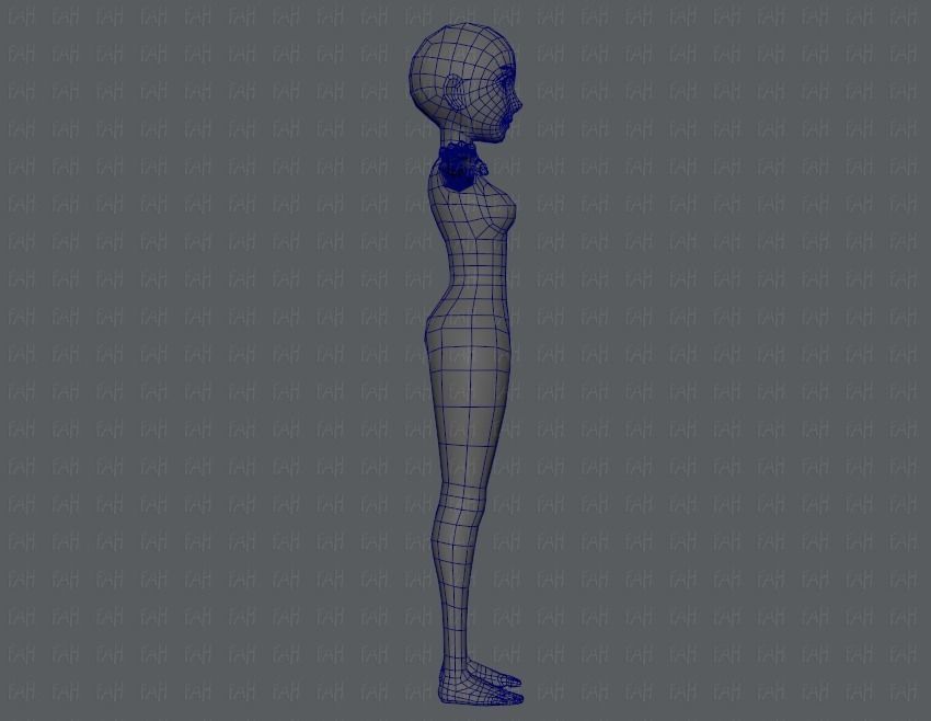 Base mesh woman 03 Low-poly 3D model_11