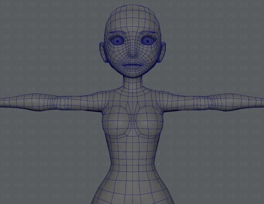 Base mesh woman 03 Low-poly 3D model_25