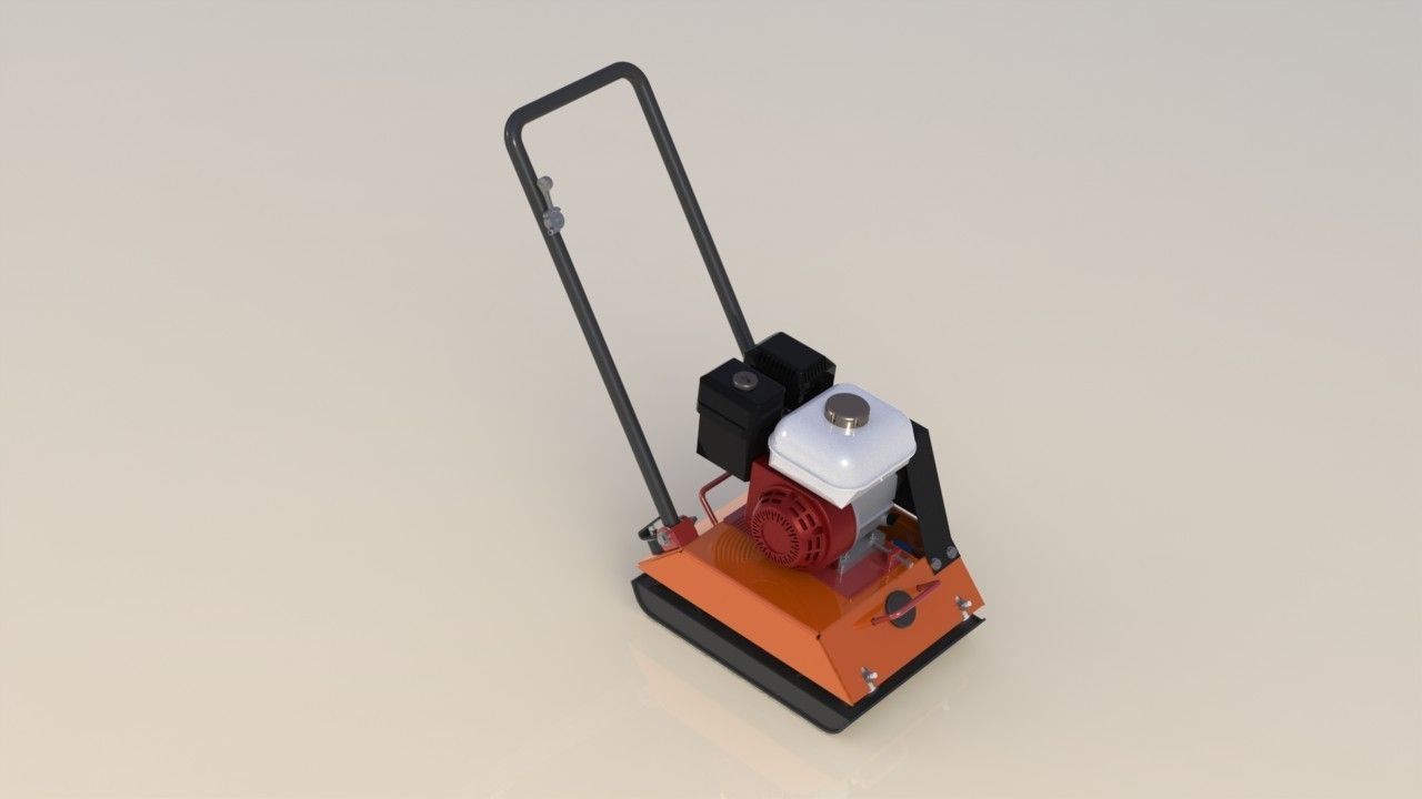 Compactor orange floor machine 3D model_1