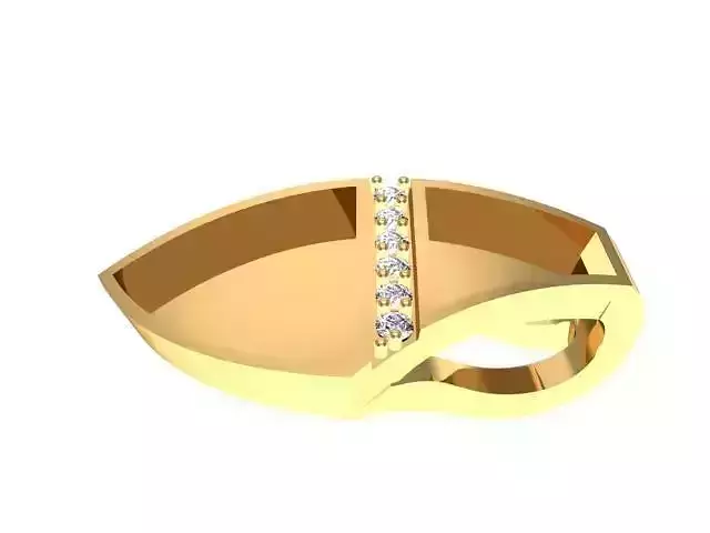 Pendant gold leaf ring with diamonds 3D print model