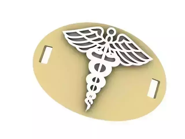 Charm caduceus medical id tag