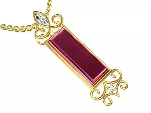 Necklace ruby pendant with diamonds 3D print model