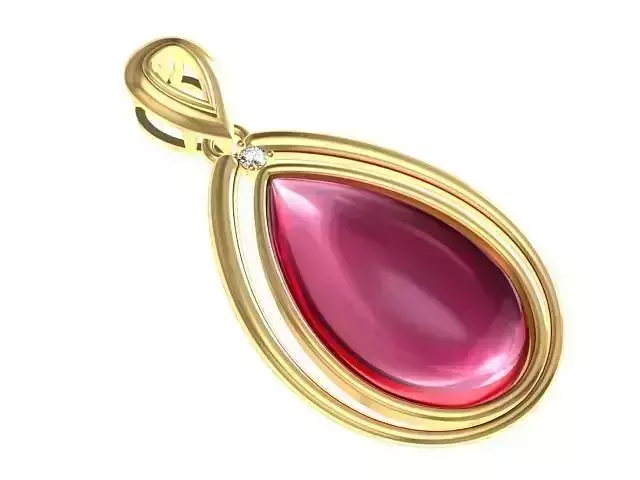 Necklace pendant with stone and diamonds