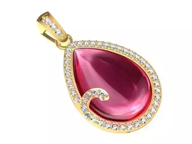Pendant with stone and diamonds