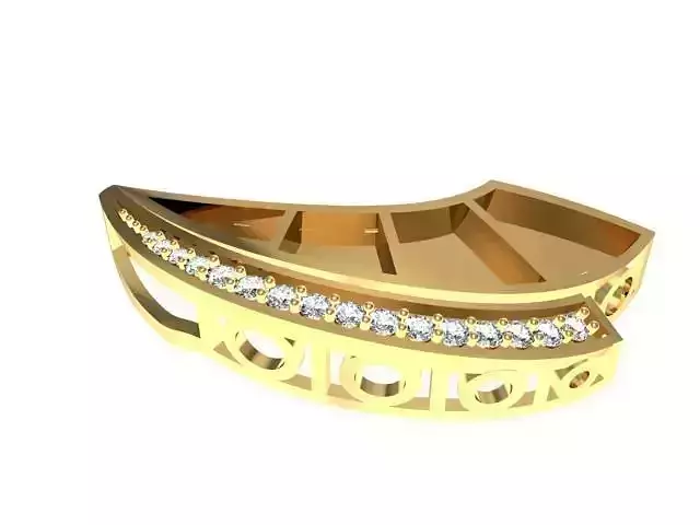 Pendant gold ring with diamonds