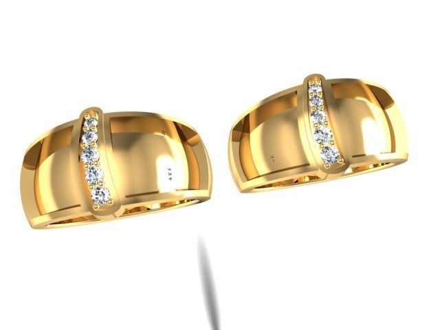 Earrings pair of gold with diamonds 3D print model